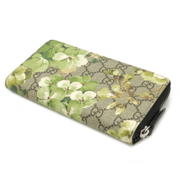 Gucci GG Blooms GG Supreme Flower Long Wallet Beige Green Multicolor - Picture 2 of 9